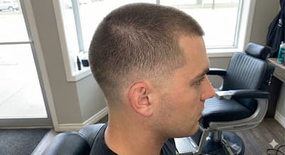 Buzz cut with low fade transition