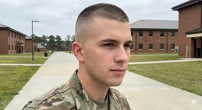 Military style buzz cut #1 guard
