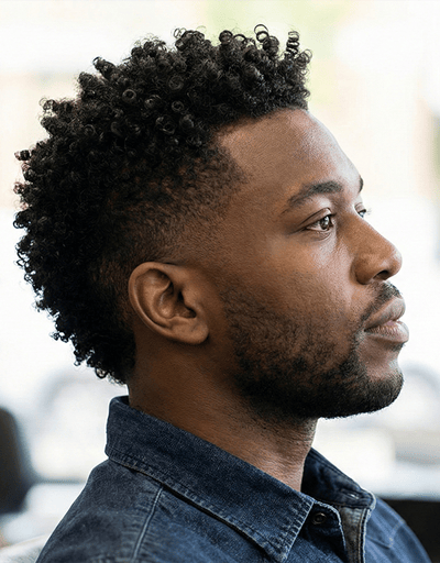 Faux hawk on curly hair