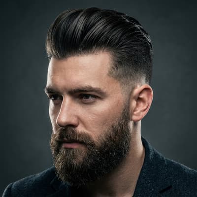 Mid taper fade pompadour style