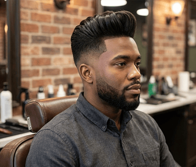 Pompadour with mid fade