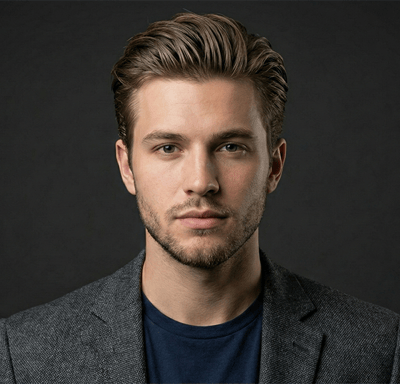 Textured slick back with volume