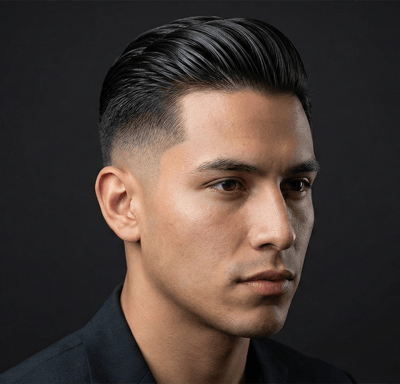 Slick back with low fade sides